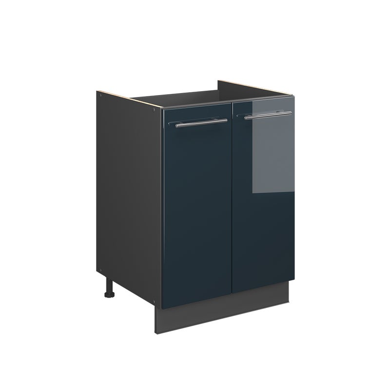 Vicco Szafka pod zlew Fame-Line, Ciemnoniebieski wysoki połysk/Antracyt, 60 cm