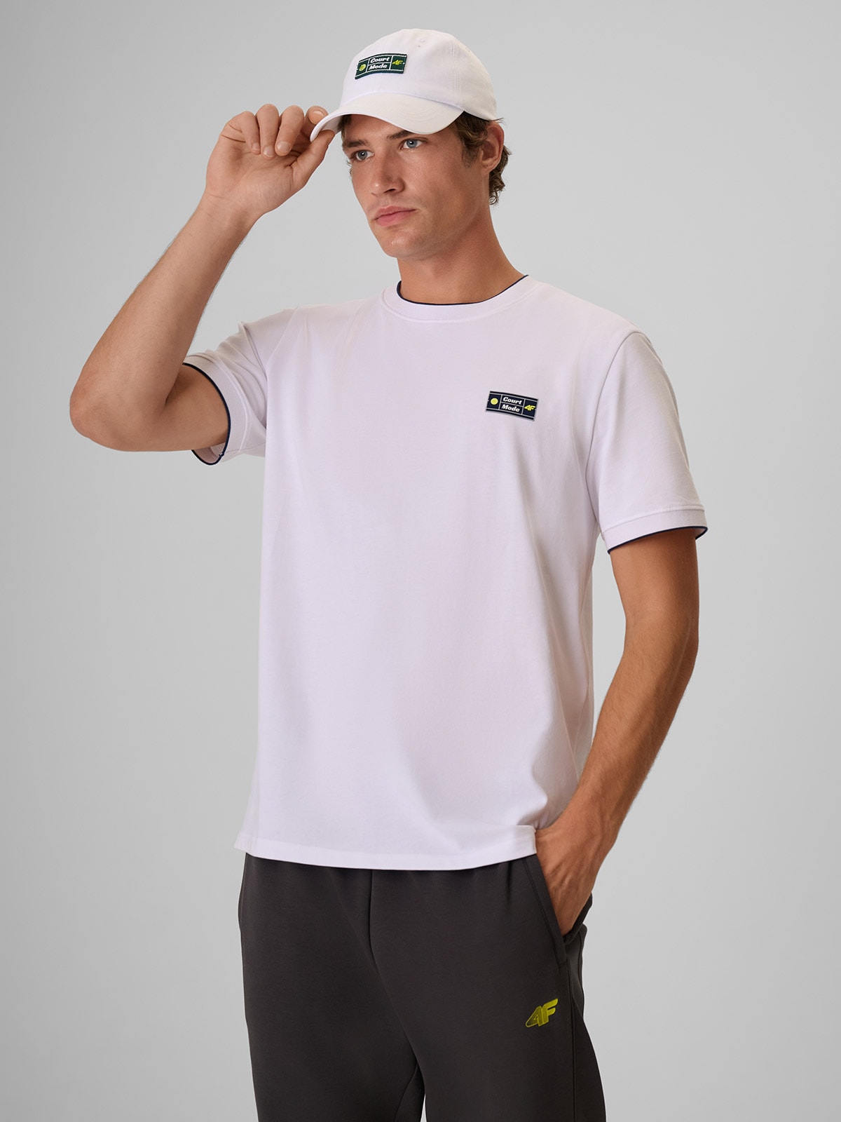 4F T-shirt regular gładki męski - biały XXL