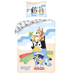 Halantex Pościel bawełniana 160x200 Bluey wakacje 2 niebieska poszewka 70x80 Kids 12