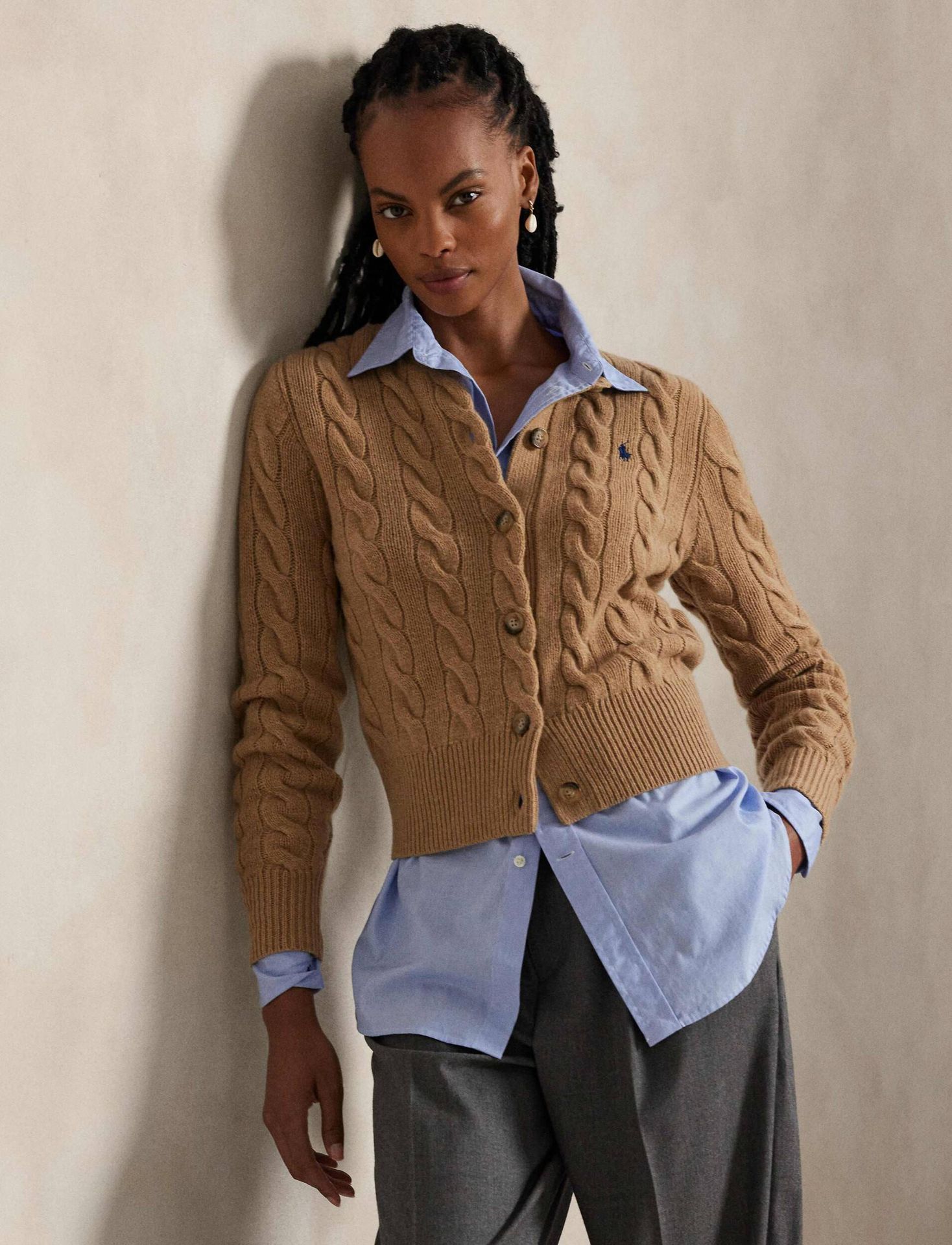 POLO RALPH LAUREN Wełniany kardigan Slim Fit z dodatkiem kaszmiru