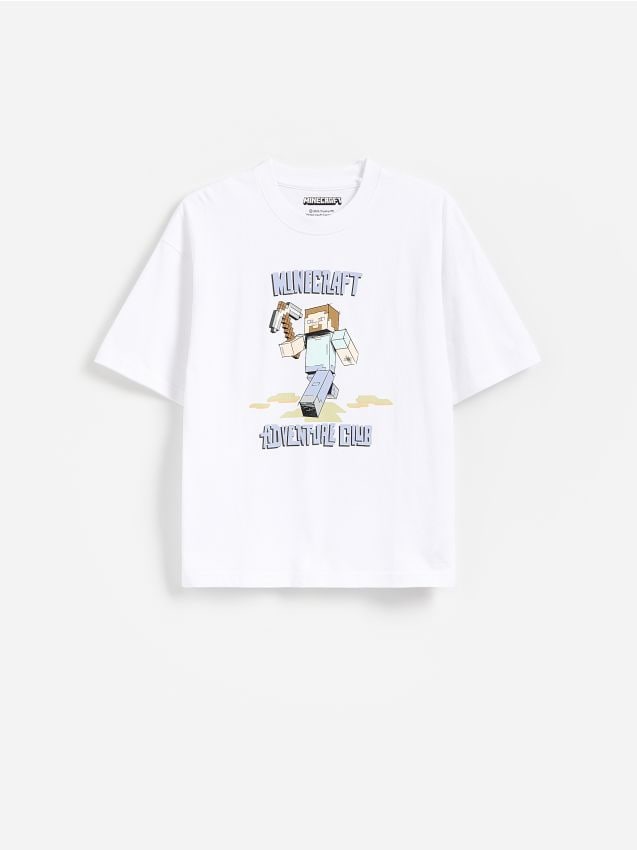 Reserved - Bawełniany t-shirt Minecraft - biały