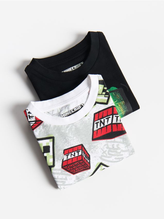 Reserved - Bawełniany t-shirt Minecraft 2 pack - biały