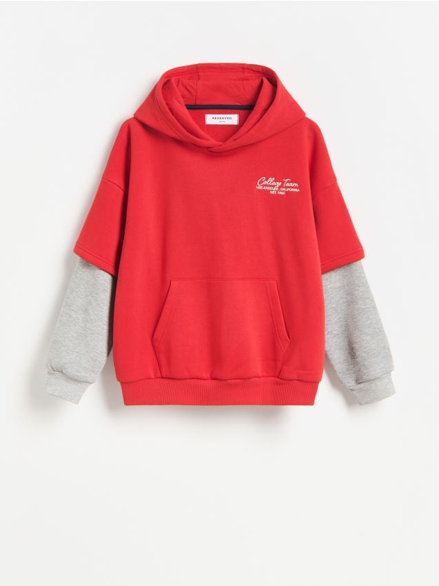 Reserved - Bawełniana bluza z kapturem - czerwony