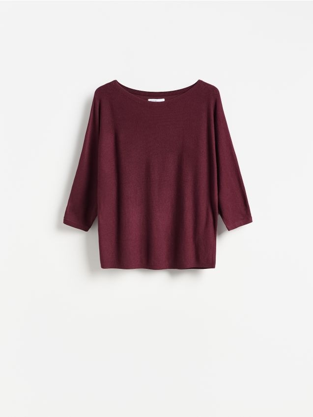 Reserved - Gładki sweter z wiskozą - ciemnofioletowy