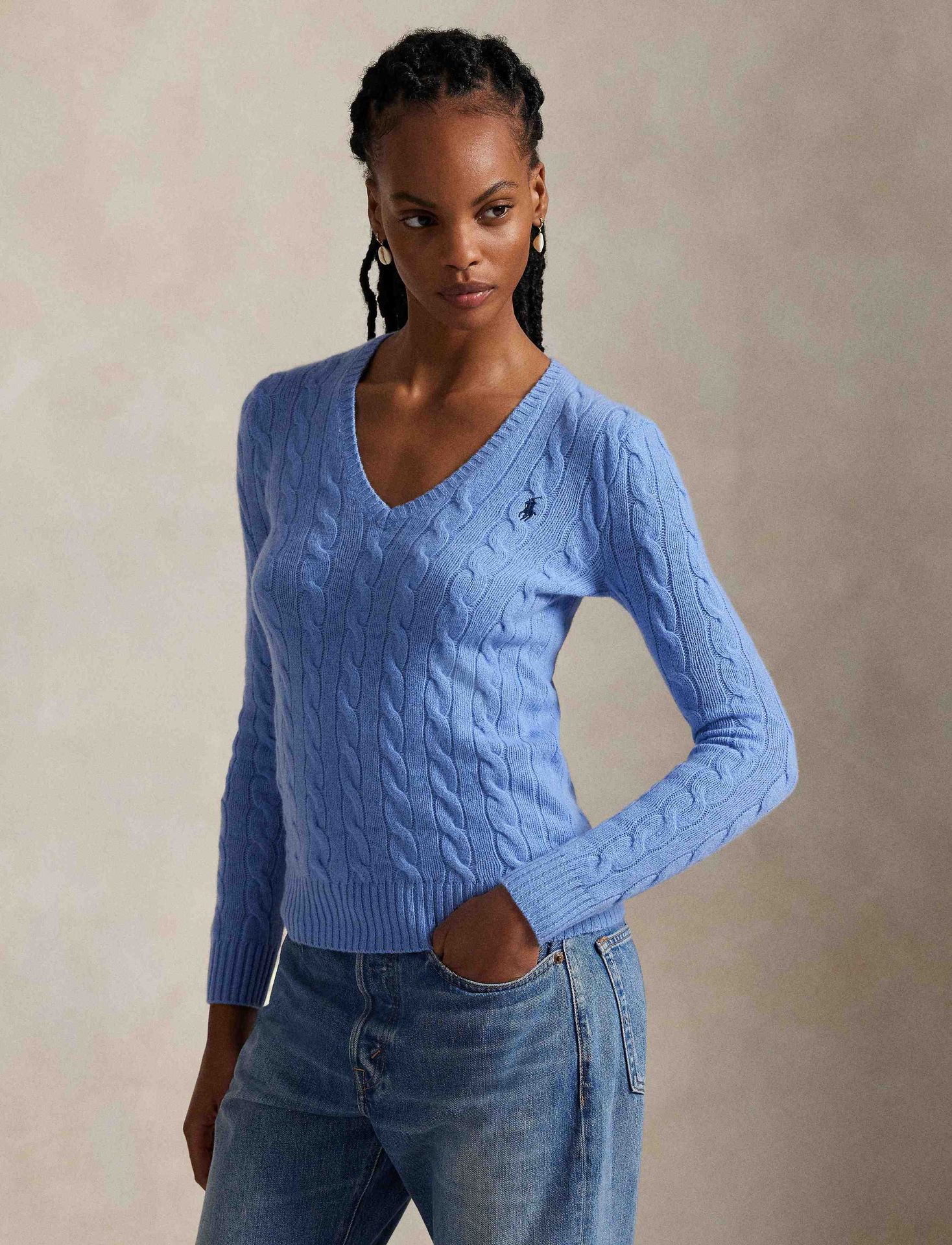 POLO RALPH LAUREN Wełniany sweter Kimberly Slim Fit z dodatkiem kaszmiru