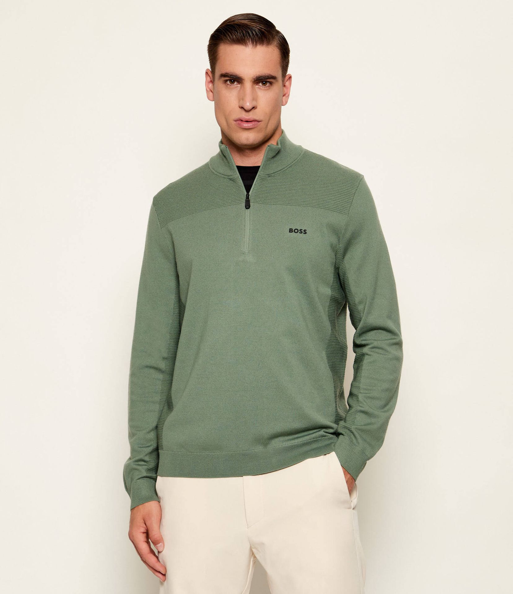 BOSS GREEN Sweter KN_Momentum-X QZ Regular Fit z dodatkiem wełny