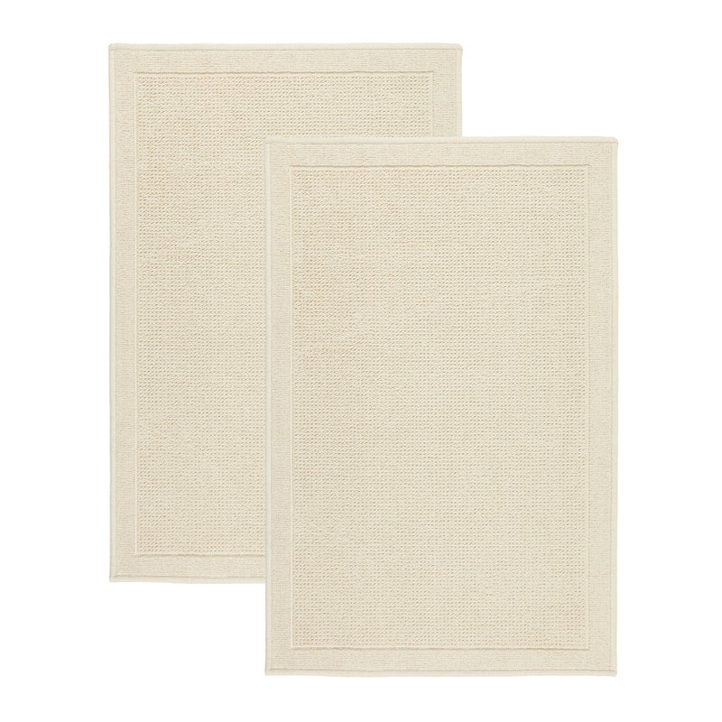 Zestaw 2 szt Dywanik bawełniany 60x90 cm Lino antypoślizgowy egipski do prania pokoju łazienki Ramka beżowy