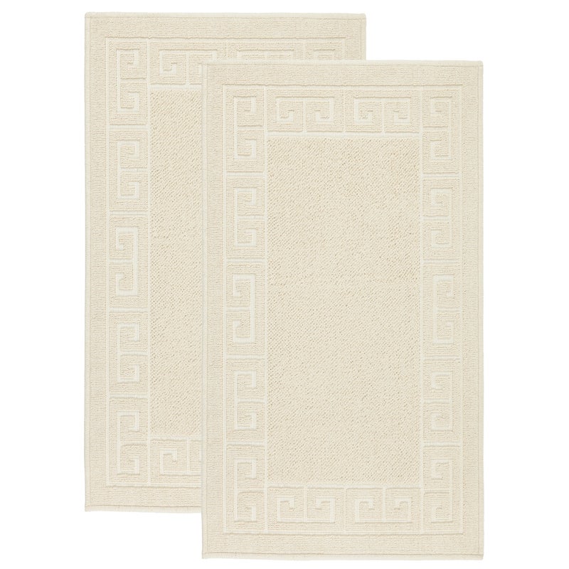 Zestaw 2 szt Dywan bawełniany 73x135 cm Lino antypoślizgowy egipski do prania pokoju łazienki Grecki beżowy