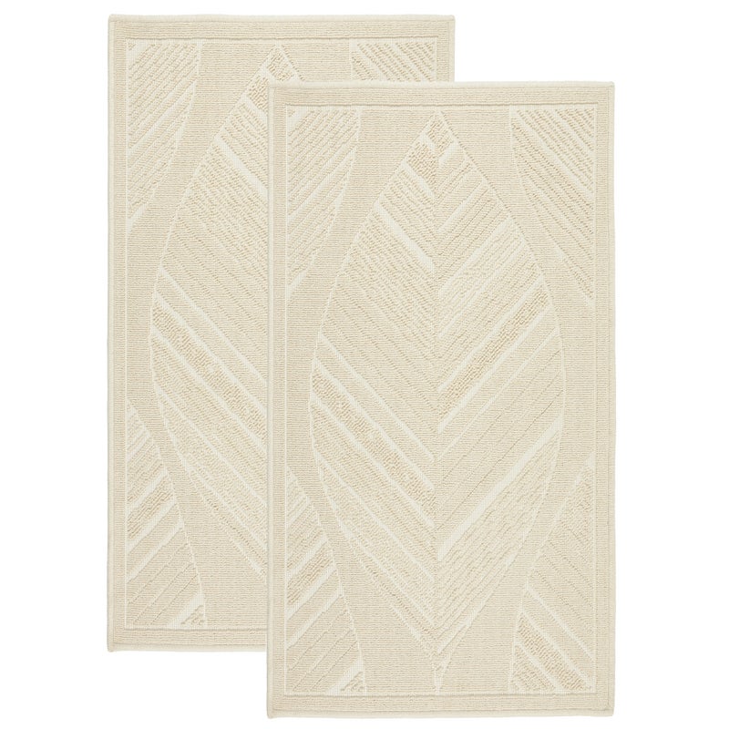 Zestaw 2 szt Dywan bawełniany 73x135 cm Lino antypoślizgowy egipski do prania pokoju łazienki Boho beżowy