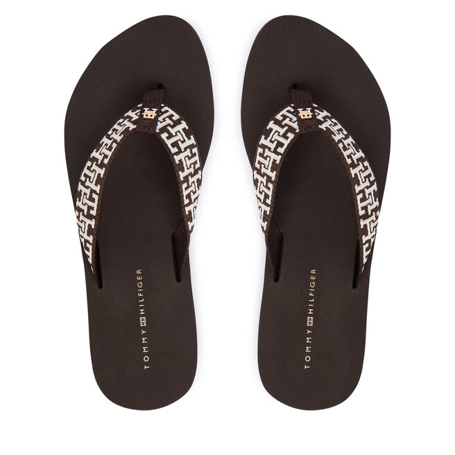 Japonki Tommy Hilfiger Mono Wedge Summer Sandal FW0FW09696 Brązowy
