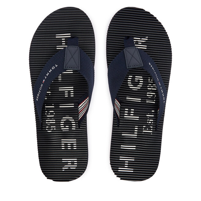 Japonki Tommy Hilfiger Massage Beach Sandal FM0FM06006 Granatowy