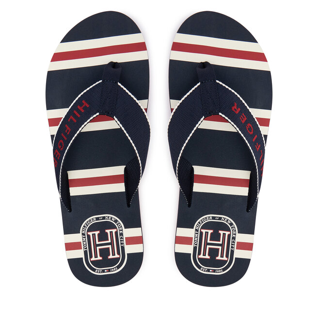 Japonki Tommy Hilfiger Stripes Beach Sandal FM0FM06003 Granatowy