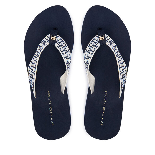 Japonki Tommy Hilfiger Mono Wedge Summer Sandal FW0FW09696 Granatowy