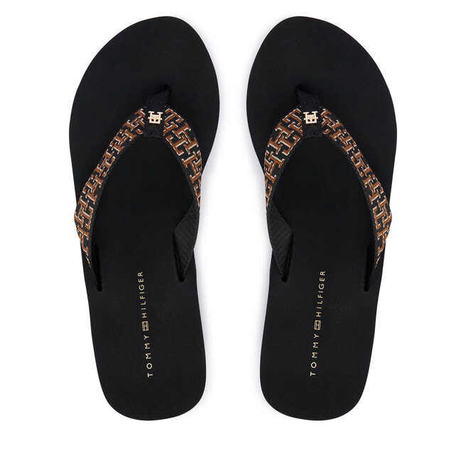 Japonki Tommy Hilfiger Wedge Summer Sandal Mono FW0FW09698 Czarny
