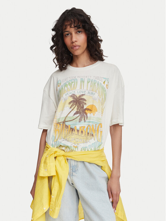 Billabong T-Shirt Sunset Mindset EBJZT00462 Kremowy Regular Fit