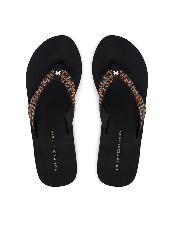 Tommy Hilfiger Japonki Wedge Summer Sandal Mono FW0FW09698 Czarny