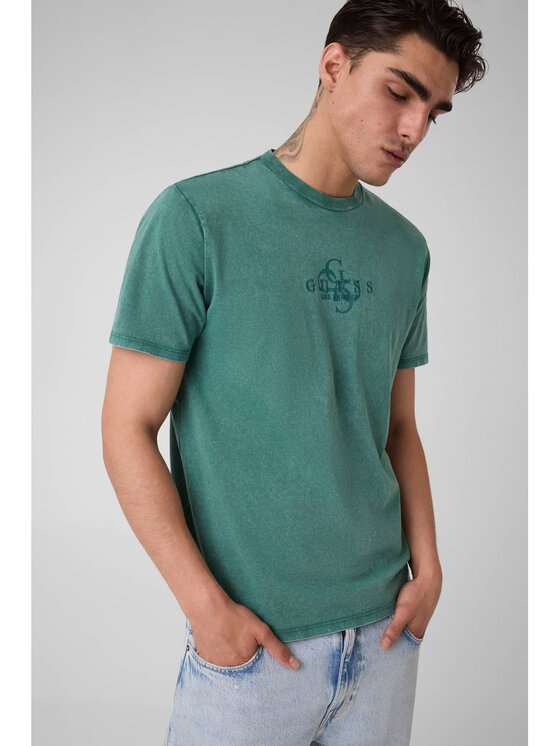 Guess T-Shirt 183291 Zielony Classic Fit
