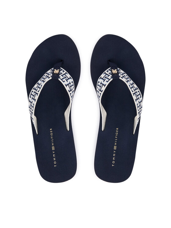 Tommy Hilfiger Japonki Wedge Summer Sandal Mono FW0FW09698 Granatowy