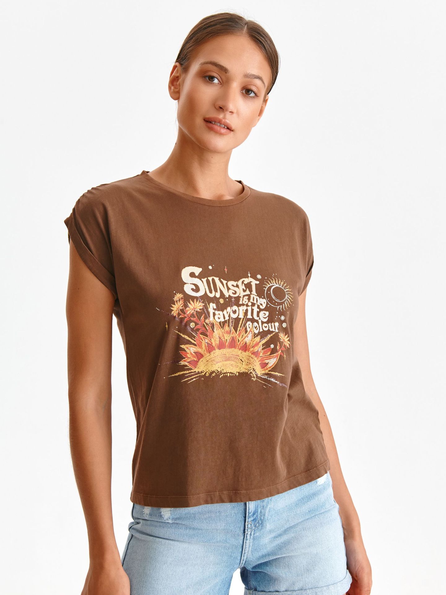 Top damski brązowy - SPO5621BR t-shirt bez rękawów - TOP SECRET - Odzieżowy sklep internetowy TOP SECRET