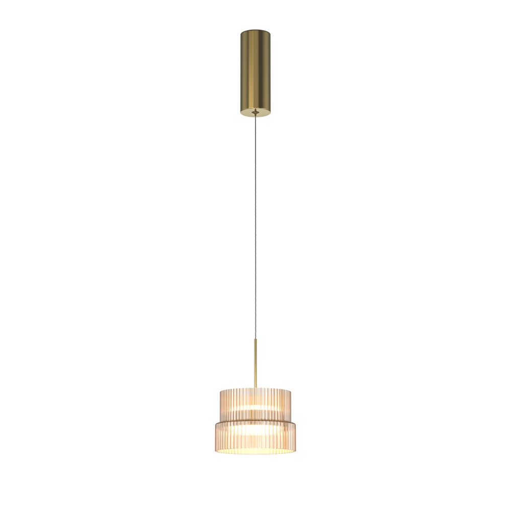 SCALA lampa wisząca złota klosz ryflowany amber LED 12W 3000K MOD496PL-L12BZK