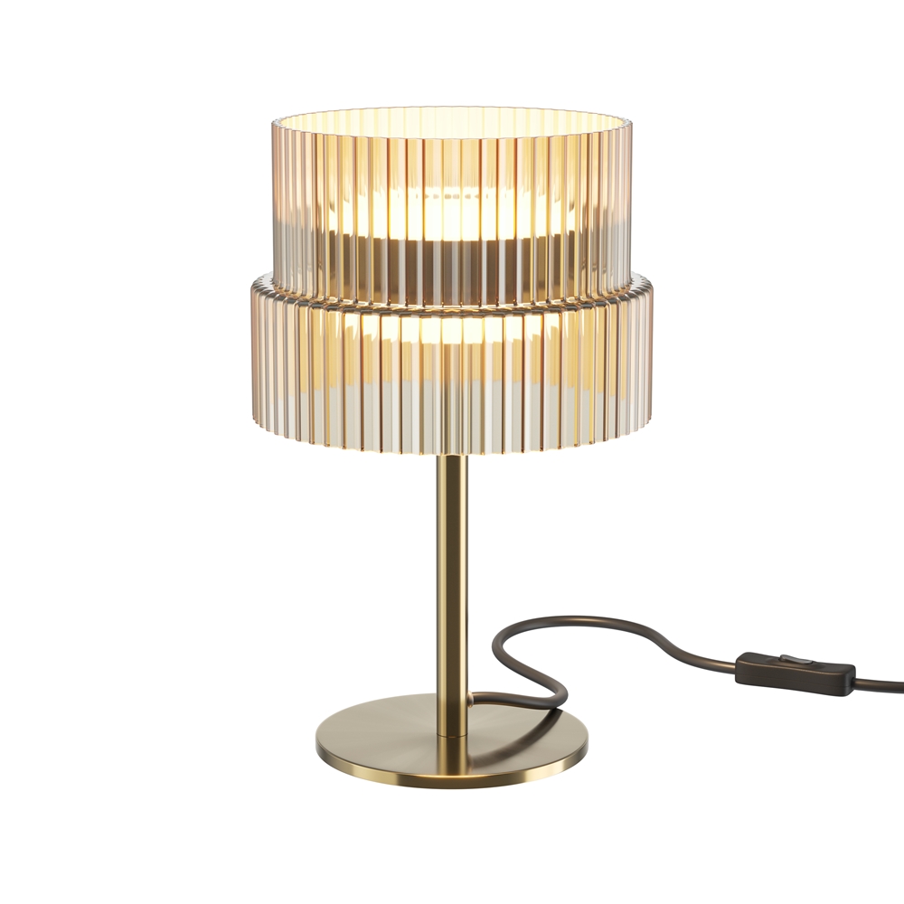 SCALA lampa stołowa złota klosz ryflowany amber LED 12W 3000K MOD496TL-L12BZK