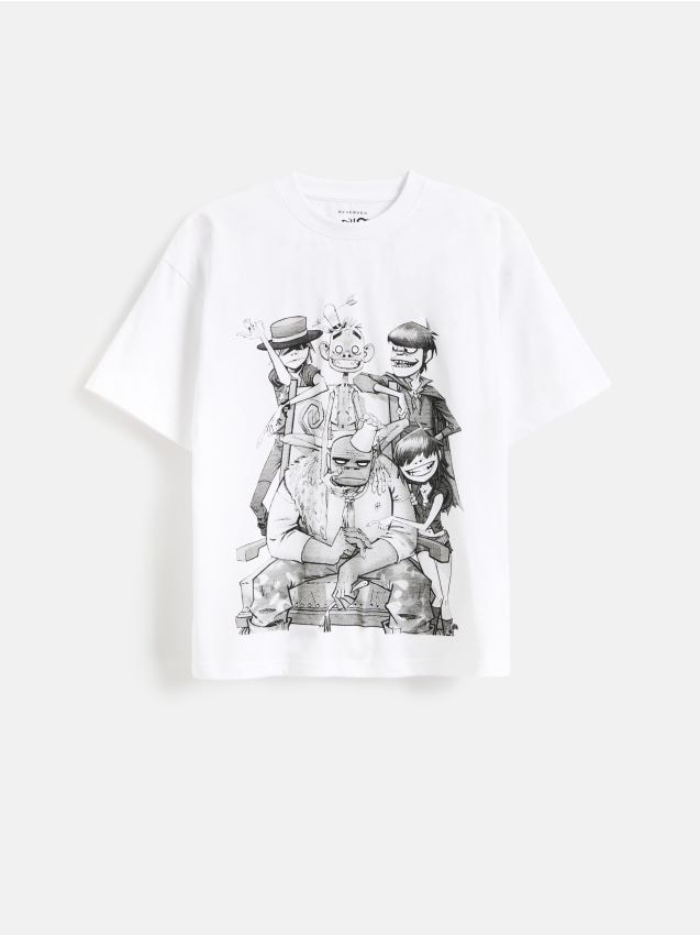 Reserved - Bawełniany t-shirt Gorillaz - biały