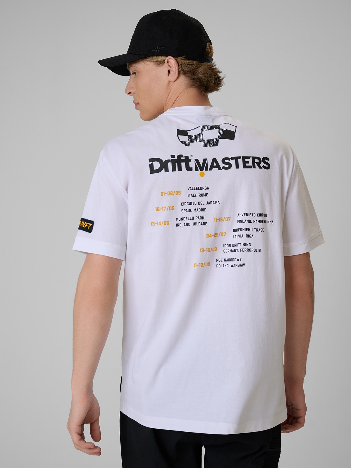 4F T-shirt loose z nadrukiem uniseks 4F x Drift Masters - biały XXL
