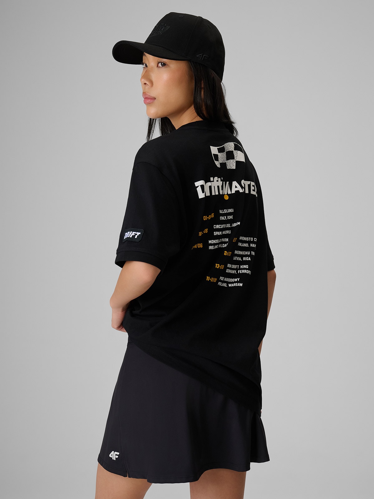 4F T-shirt loose z nadrukiem uniseks 4F x Drift Masters - czarny XXL
