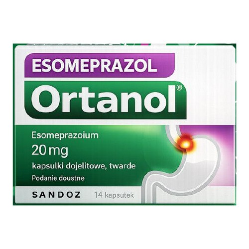 Esomeprazol Ortanol, 20 mg, kapsułki dojelitowe twarde, 14 szt.