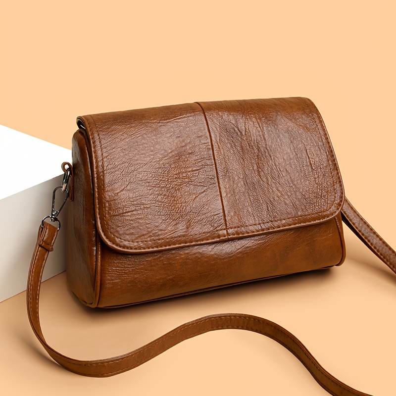 TEMU Łatwa i klimatyczna damska torba na ramię, crossbody, design z klapką i delikatną teksturą, wygodny pasek na ramię, codzienna, uniwersalna i