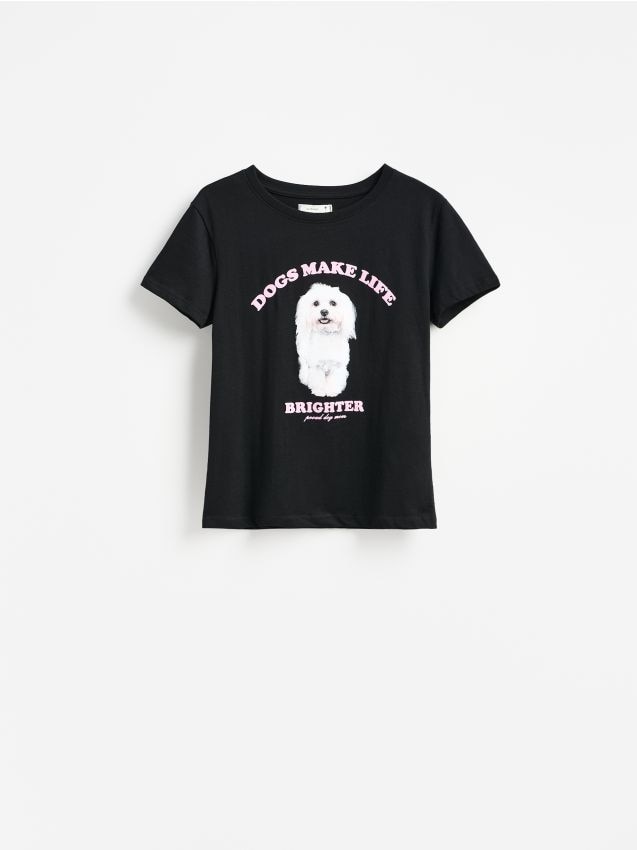Reserved - T-shirt z nadrukiem - czarny
