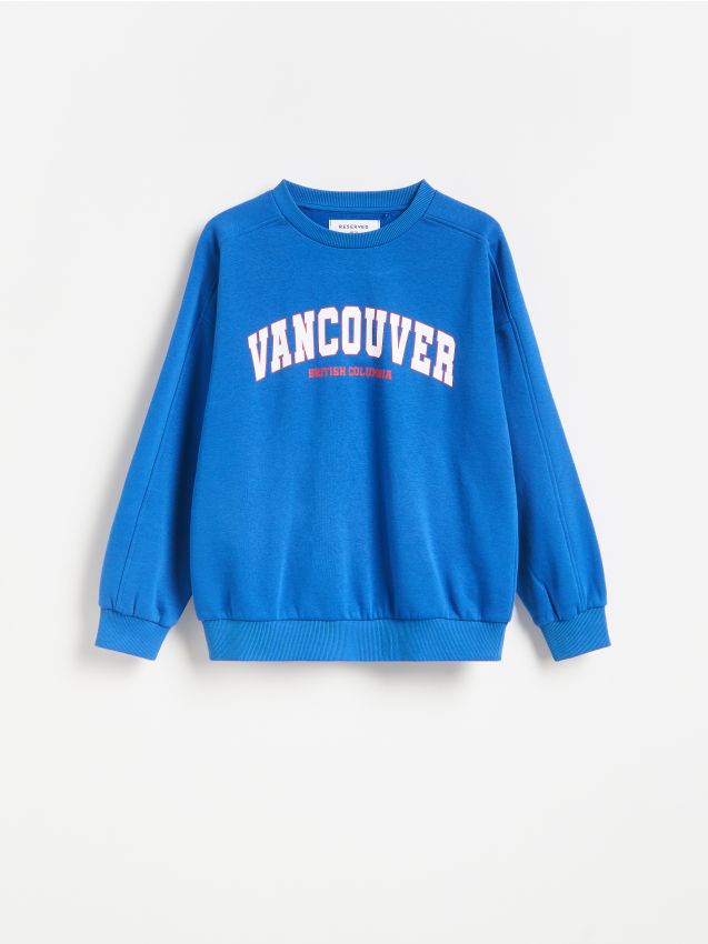 Reserved - Bluza oversize z nadrukiem - jasnoniebieski
