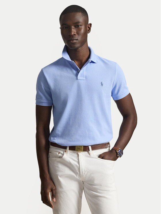 Polo Ralph Lauren Polo 710680784031 Niebieski jasny Custom Slim Fit