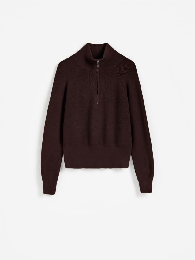 Reserved - Sweter z zapięciem na zamek - brązowy