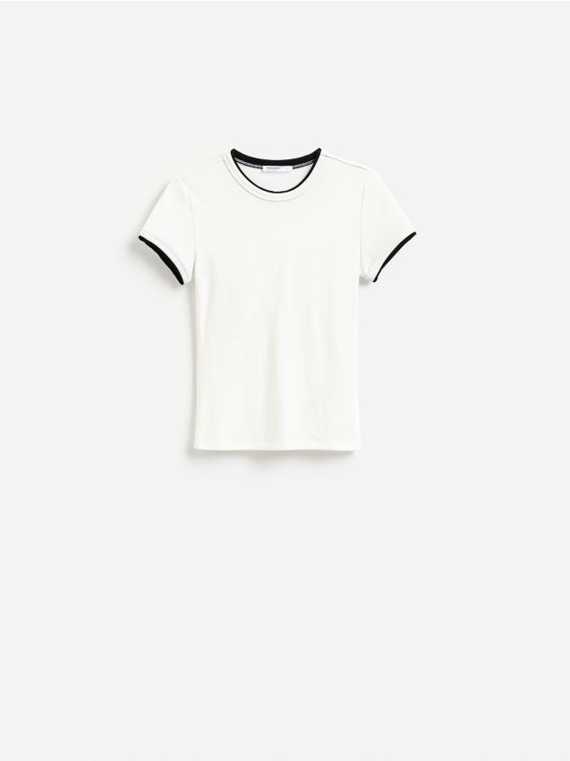 Reserved - T-shirt z modalem - biały