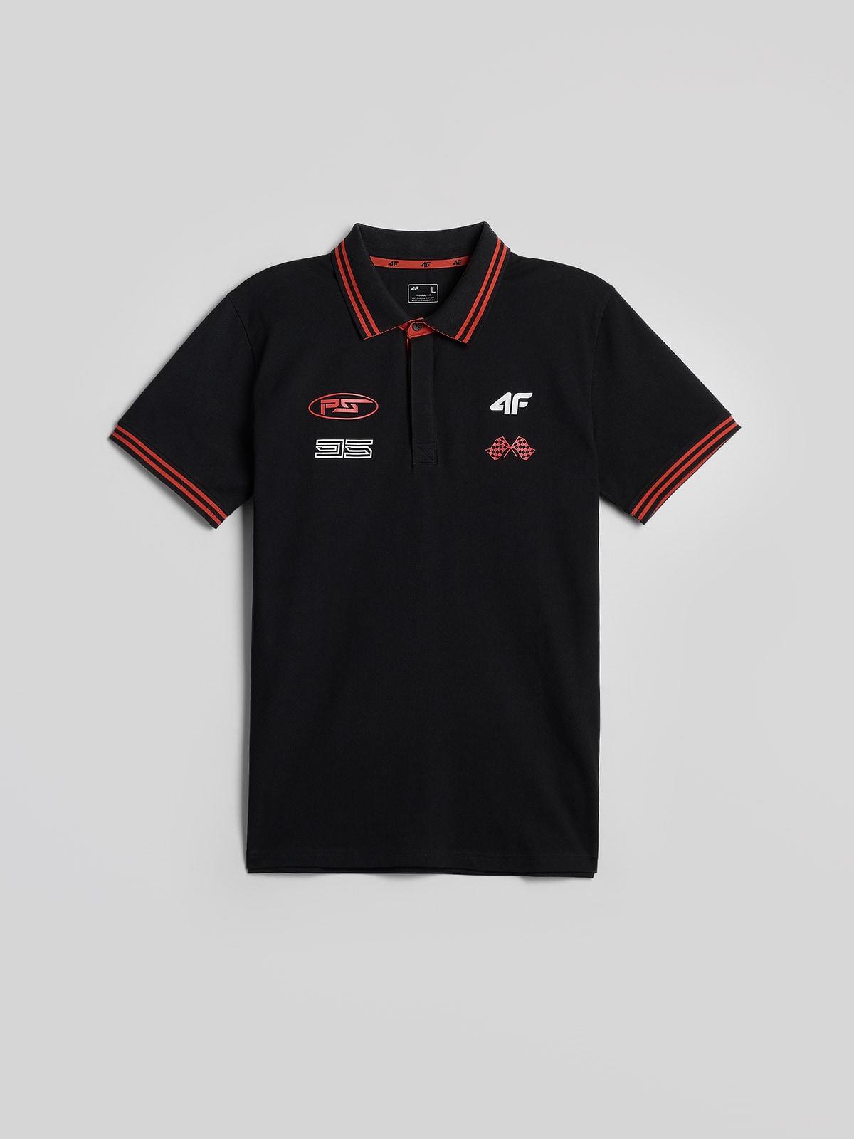 4F Koszulka polo regular męska - czarna XXL