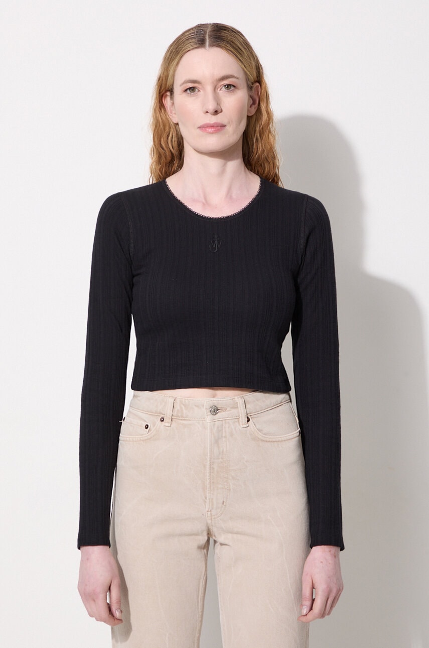 JW Anderson longsleeve bawełniany Cropped Anchor Embroidery Longsleeve Top