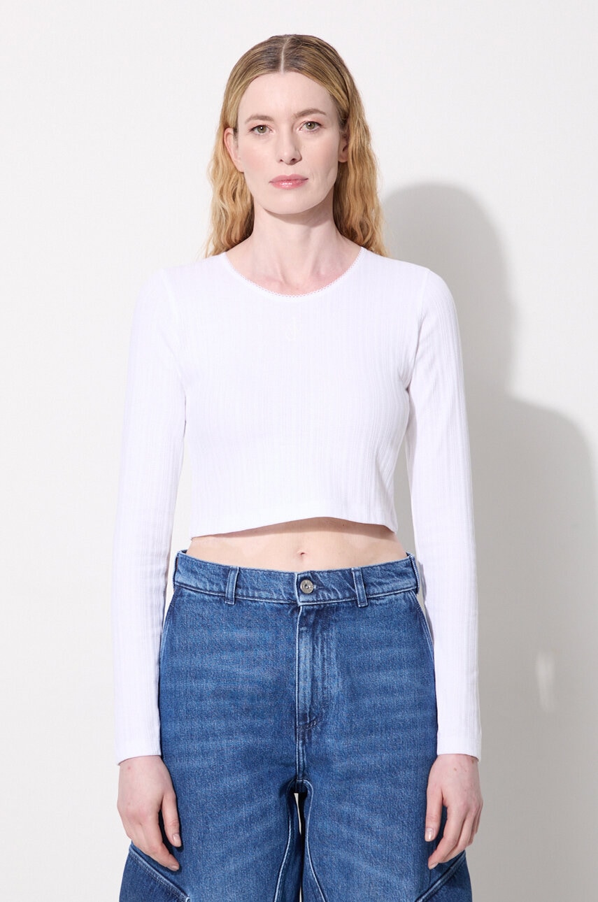 JW Anderson longsleeve bawełniany Cropped Anchor Embroidery Longsleeve Top