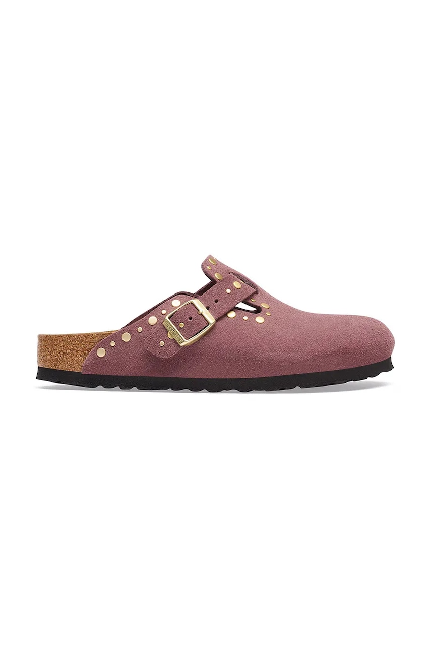 Birkenstock Boston Rivets Suede Leather klapki mules dziecięce zamszowe