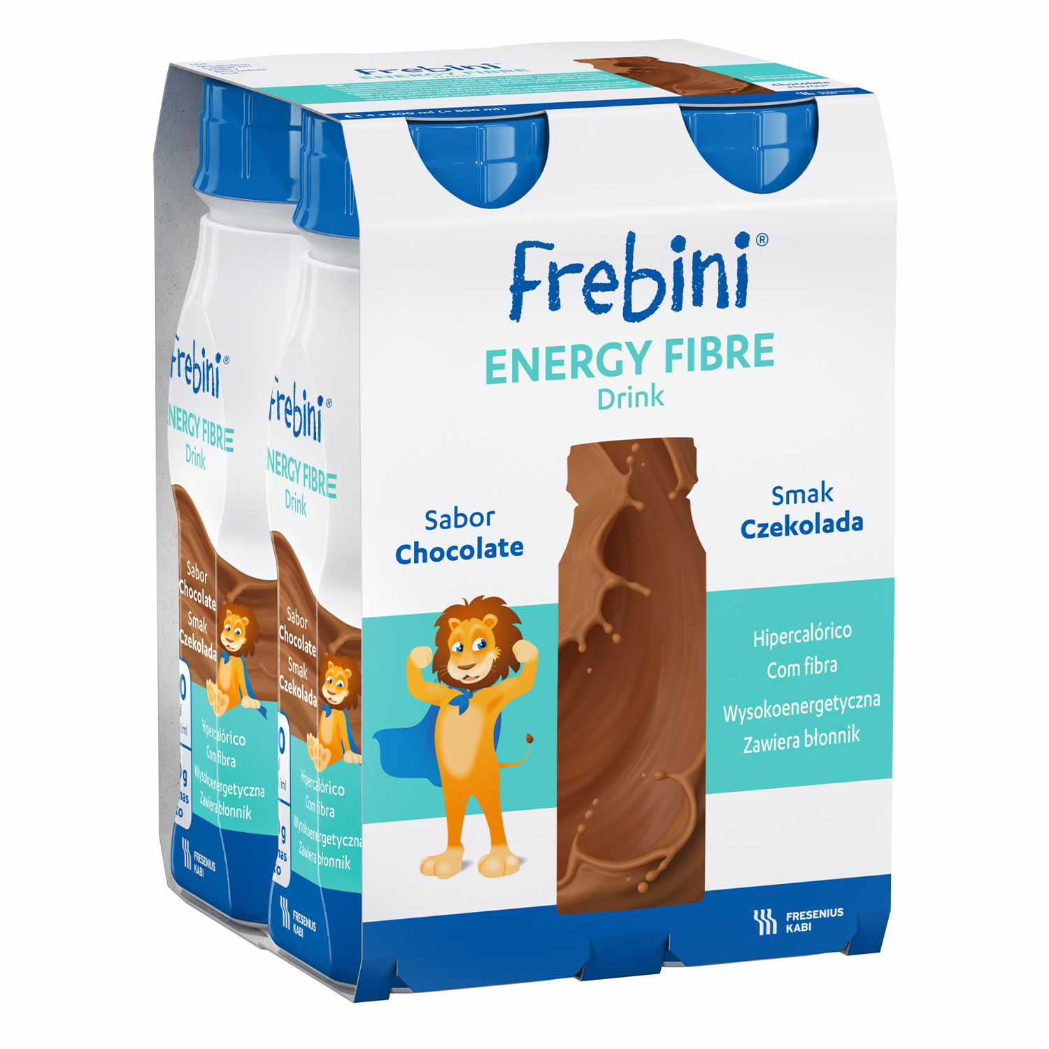Frebini Energy Fibre Drink, preparat odżywczy dla dzieci powyżej 1 roku, smak czekoladowy, 4 x 200 ml