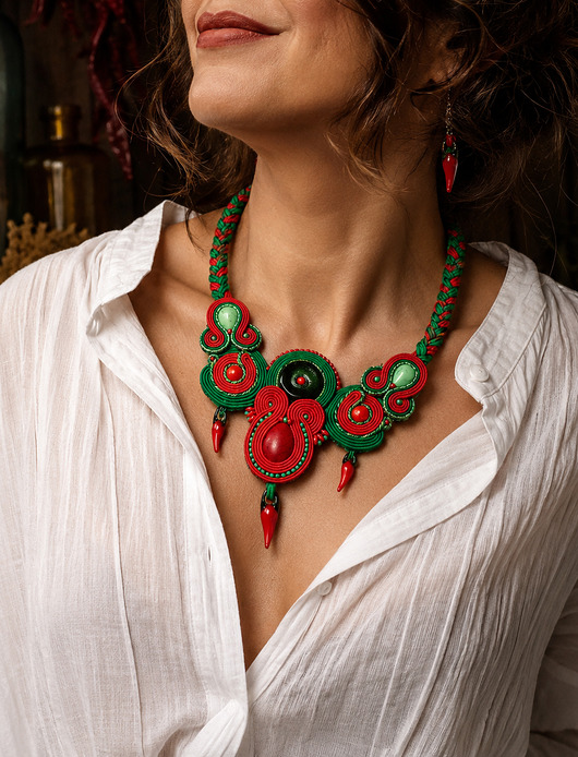 Red Hot Chili- naszyjnik soutache