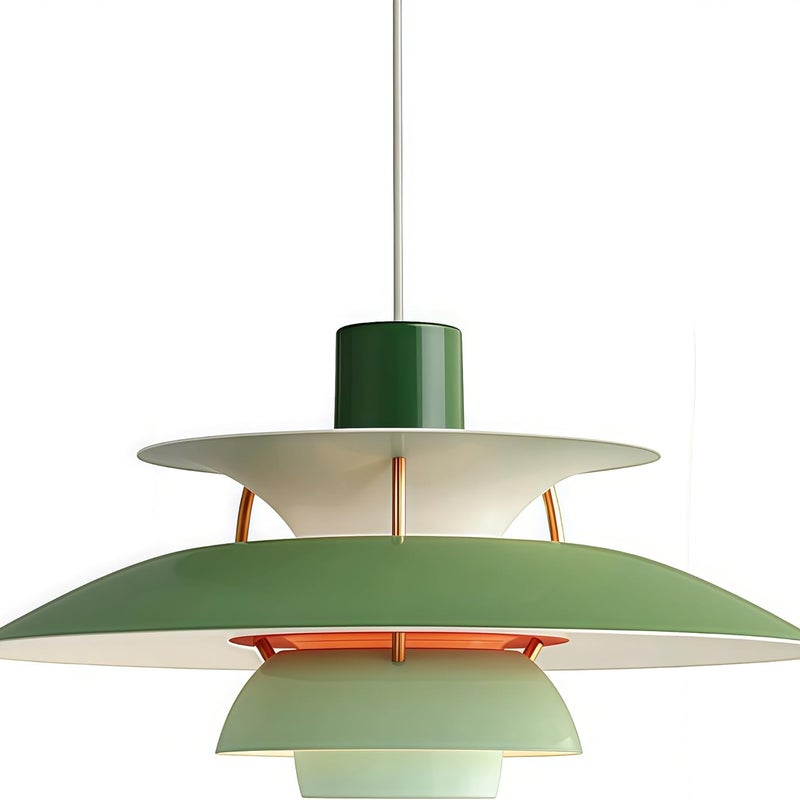 Lampa wisząca w stylu nordyckim, prosty design, regulowana wysokość, trójkolorowe oświetlenie, idealna do użytku domowego. Zielona, 30 cm