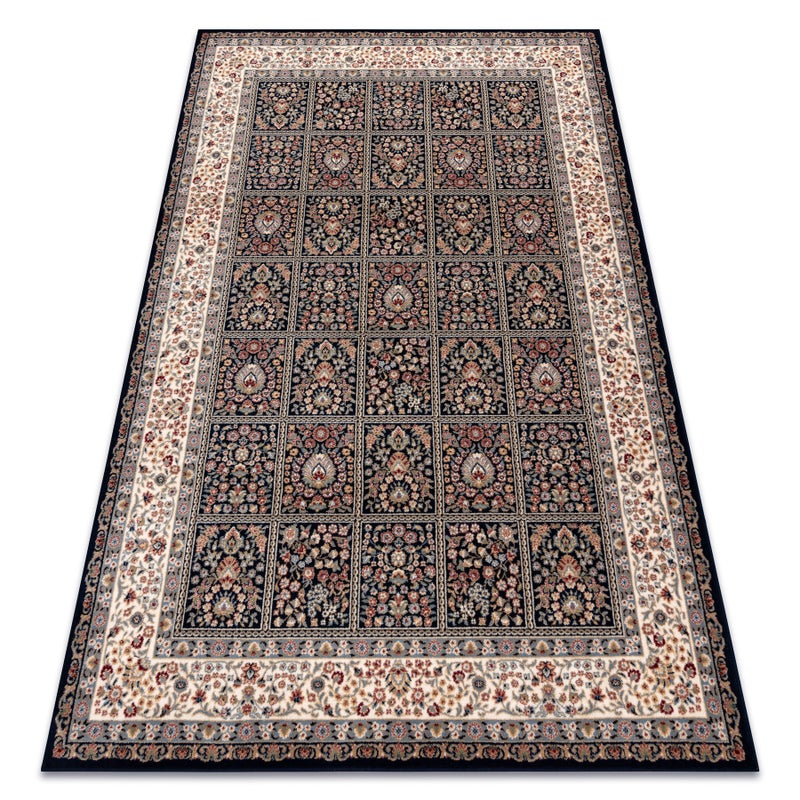 Dywan wełniany NAIN Kwiaty, ramka 1181/51011 granat / beż 160x230 cm