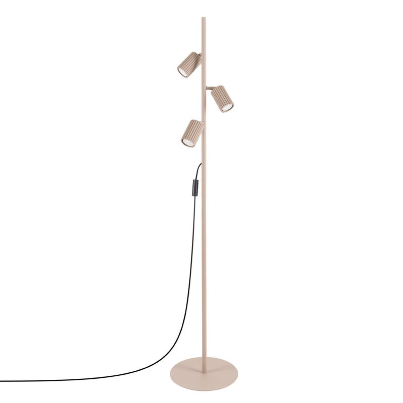 Lampa podłogowa nowoczesna taupe ruchome ryflowane reflektorki 3xGU10 10W KARBON Sollux Lighting