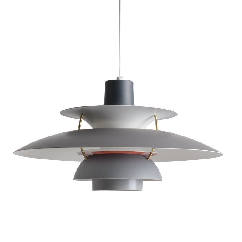 Lampa wisząca w stylu nordyckim, prosty design, regulowana wysokość, trójkolorowe oświetlenie, idealna do użytku domowego. Szara, 30 cm