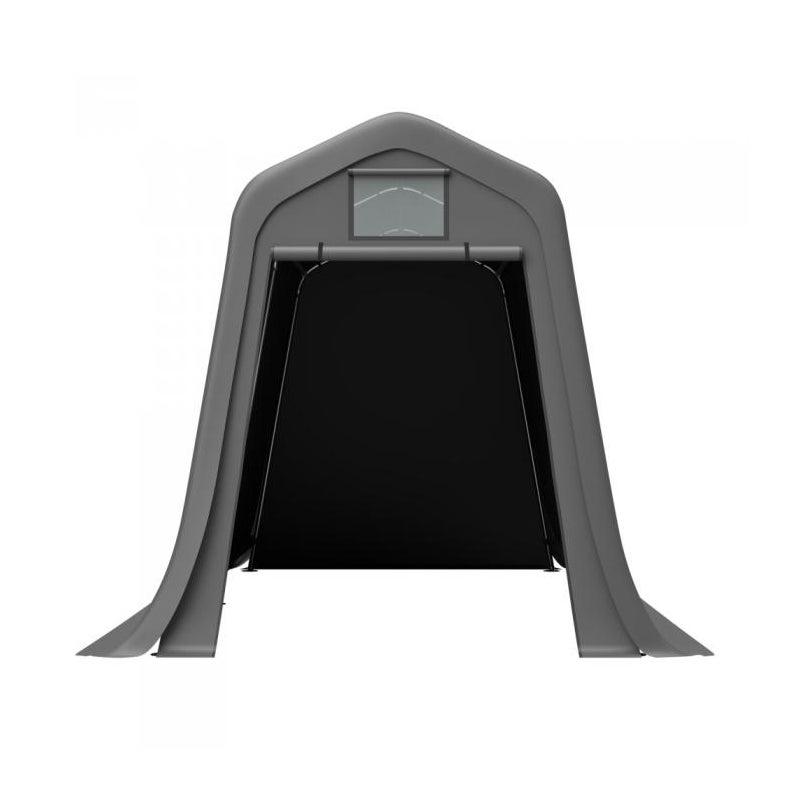 Domek ogrodowy 366×213×225 cm – dach spadzisty, wodoodporny PE, brama rolowana, ocynkowana stal – na motocykl i do ogrodu