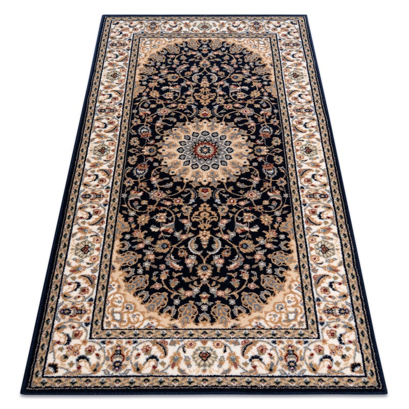 Dywan wełniany NAIN Rozeta, ramka 7177/51011 beż / czarny 80x150 cm