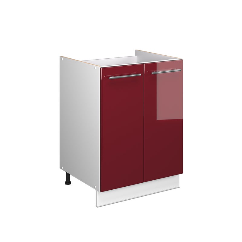 Vicco Szafka pod zlew Fame-Line, Bordowy wysoki połysk/Biały, 60 cm