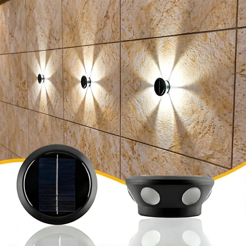 Zewnętrzna lampa solarna na płot/ganek, 6 lamp ściennych LED oświetlających patio, hotel, schody (białe światło, 1 sztuka)