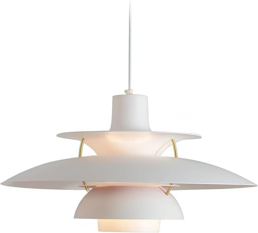 Lampa wisząca w stylu nordyckim, prosty design, regulowana wysokość, trójkolorowe oświetlenie, idealna do użytku domowego. Biała, 30 cm